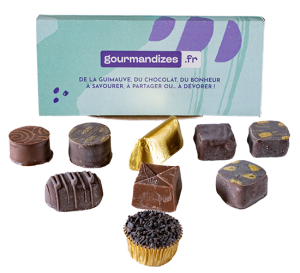 Assortiment de chocolats, boîte kraft personnalisée, Chocolaterie de Marlieu