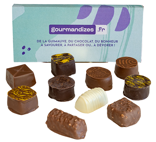 Assortiment de chocolats, boîte kraft personnalisée, Chocolaterie de Marlieu